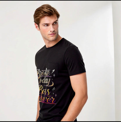 Vestu Crew T-shirt with Sumipa Cotton in Obsidian Black for Men