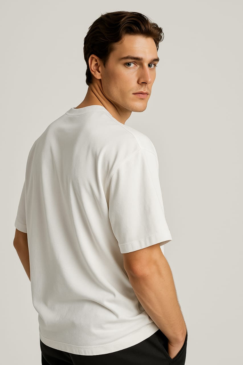 Vestu Oversized T-Shirt with Supima Cotton in Pearl White for Men