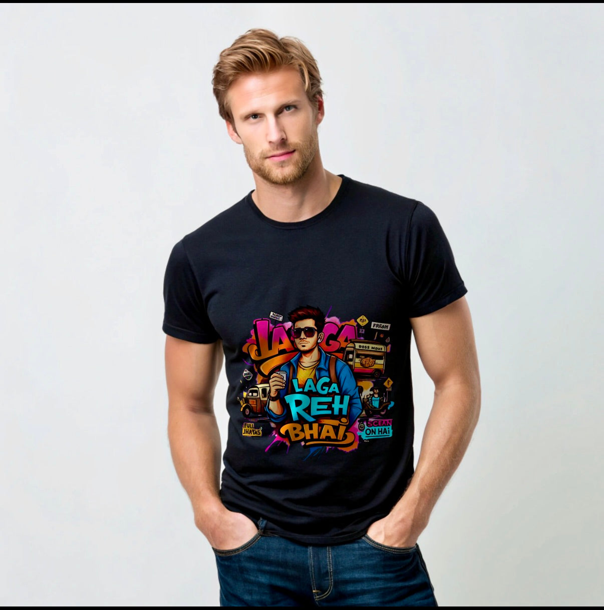 Vestu Crew T-shirt with Sumipa Cotton in Midnight Black for Men