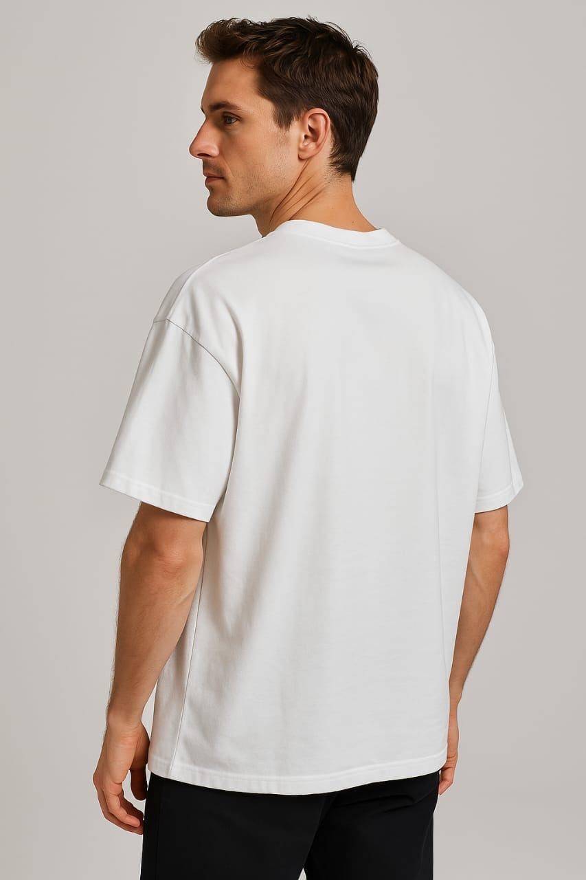 Vestu Oversized T-Shirt with Supima Cotton in Pearl White for Men